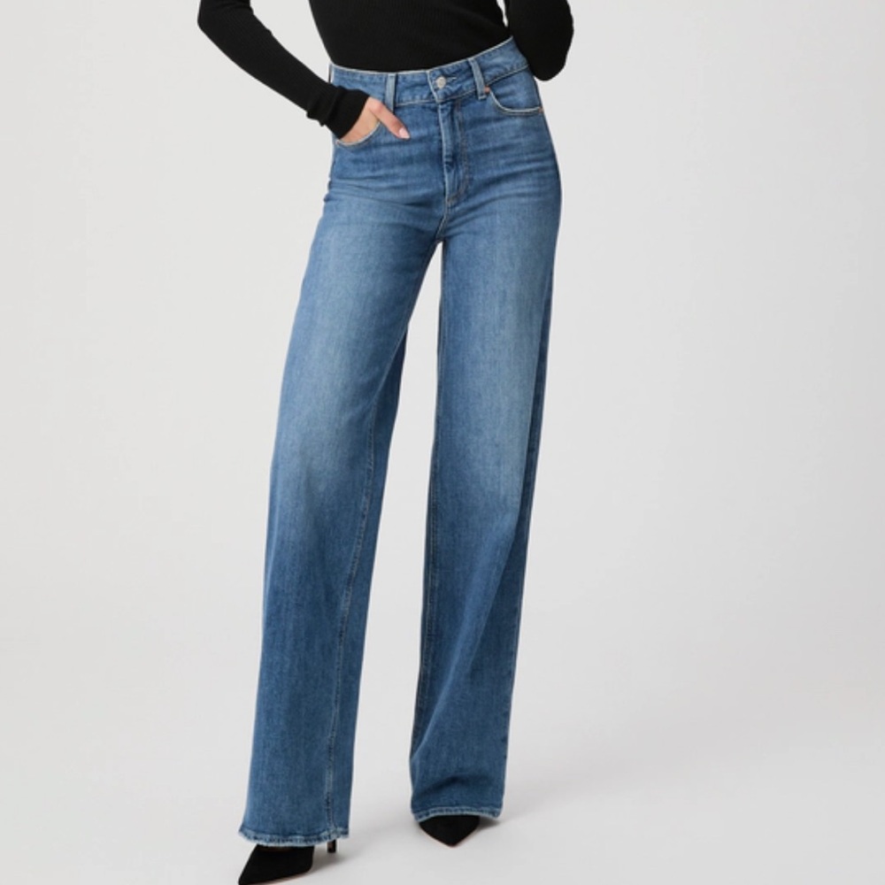 PAIGE NWT Sasha 27 High Rise Wide Leg Denim Blue Jean Moonchild Wash - Picture 5 of 5